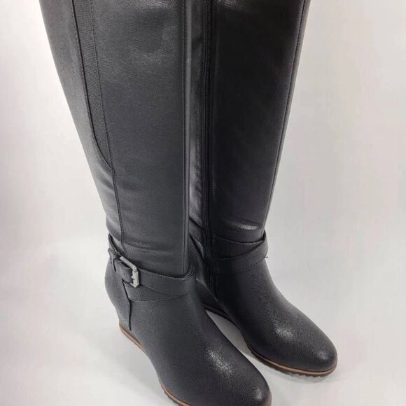 Soul Naturalizer Womens Harvest Riding Boots Black Wedge Knee High Zip 9.5 W New - Picture 4 of 4